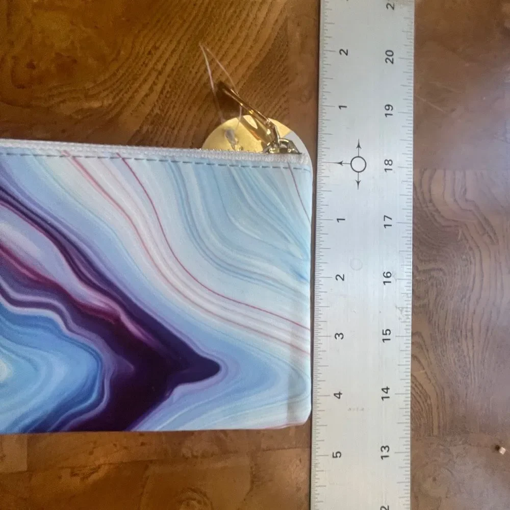 Blue Marble Design Pencil Pouch with Zipper